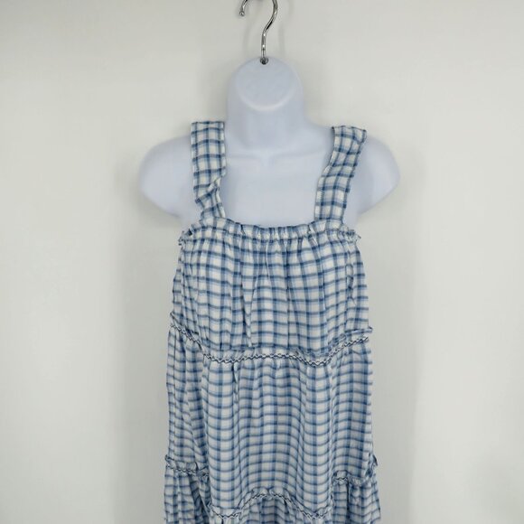 Max Studio Blue & White Gingham Tiered Maxi Dress Small NWT $138 - Picture 2 of 5